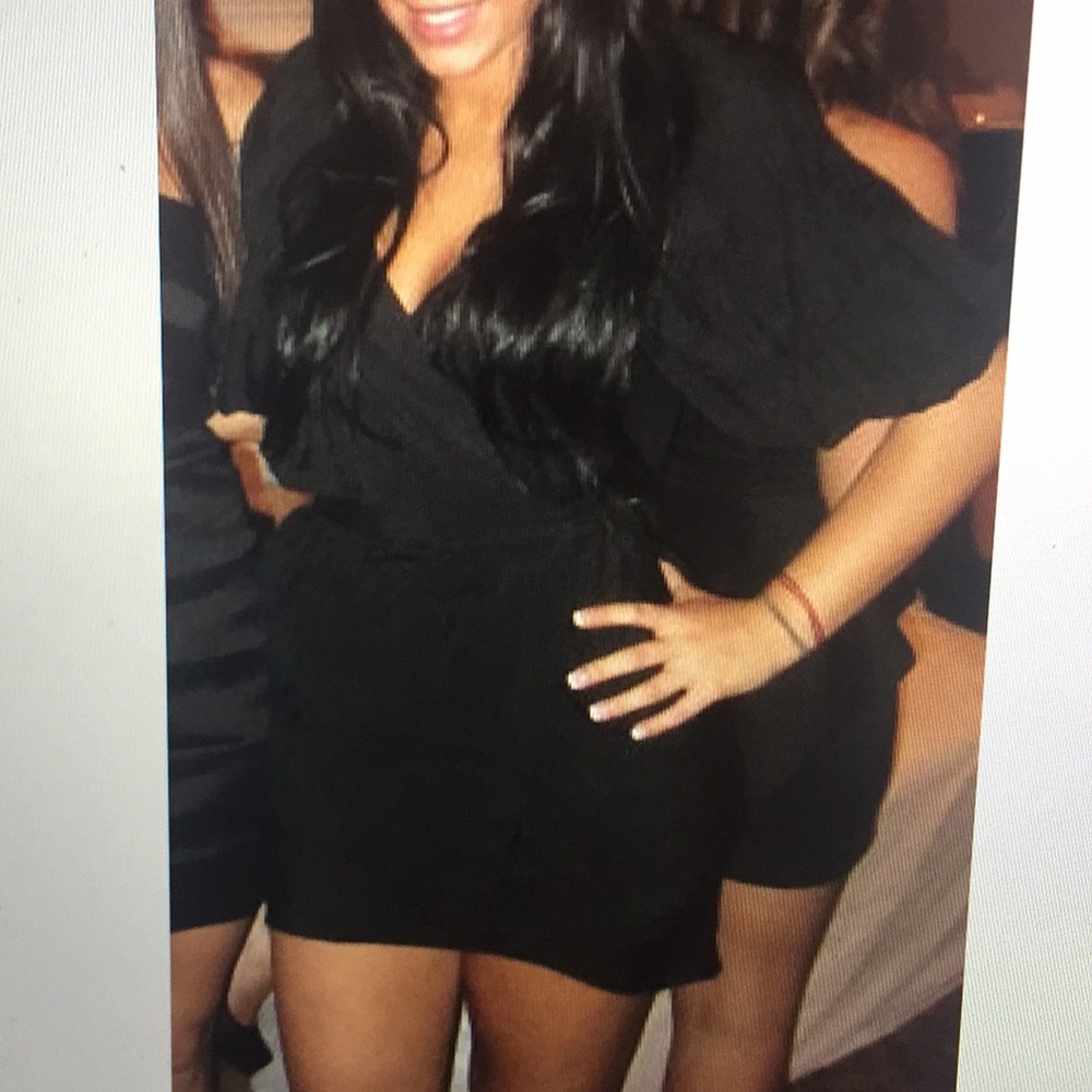 Elizabeth and James Bubble Mini Dress in Black
